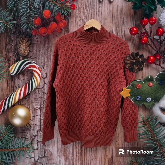 Knox Rose Red Oversized Sweater Turtleneck Women's Large - Picture 1 of 7